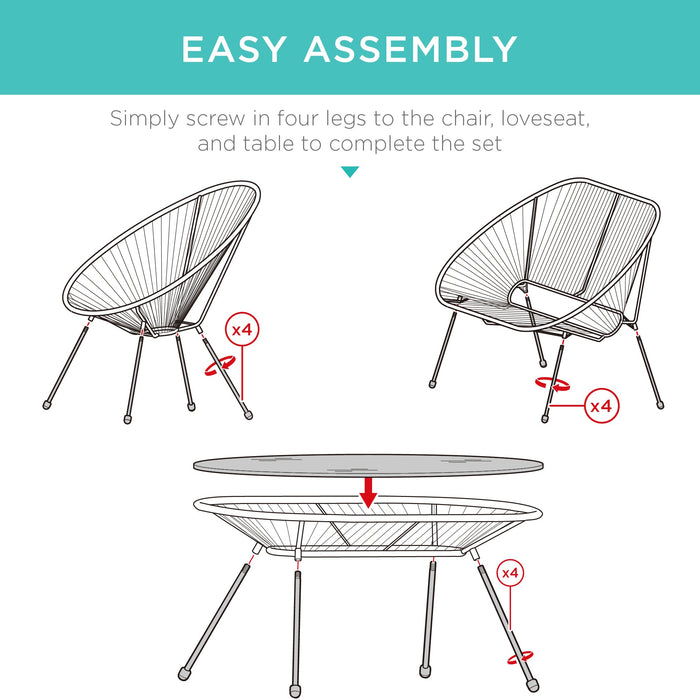 4-Piece All-Weather Acapulco Conversation Set w/ Table, Loveseat