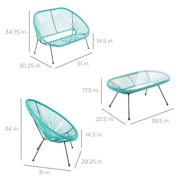 4-Piece All-Weather Acapulco Conversation Set w/ Table, Loveseat