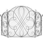 3-Panel Wrought Iron Metal Fireplace Screen Cover w/ Scroll Design - 55x33in