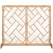 2-Panel Wrought Iron Geometric Fireplace Screen w/ Magnetic Doors - 44x33in