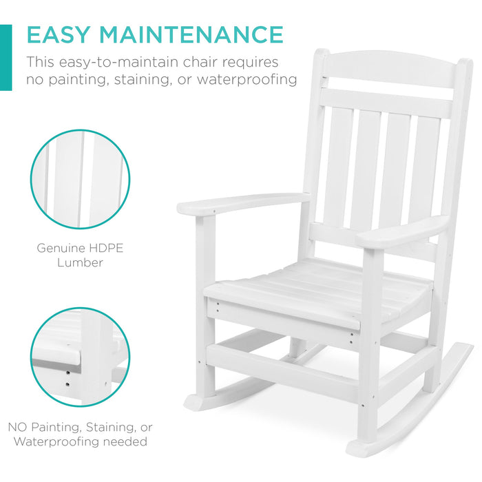 All-Weather Indoor Outdoor Porch Rocking Chair w/ 300lb Weight Capacity