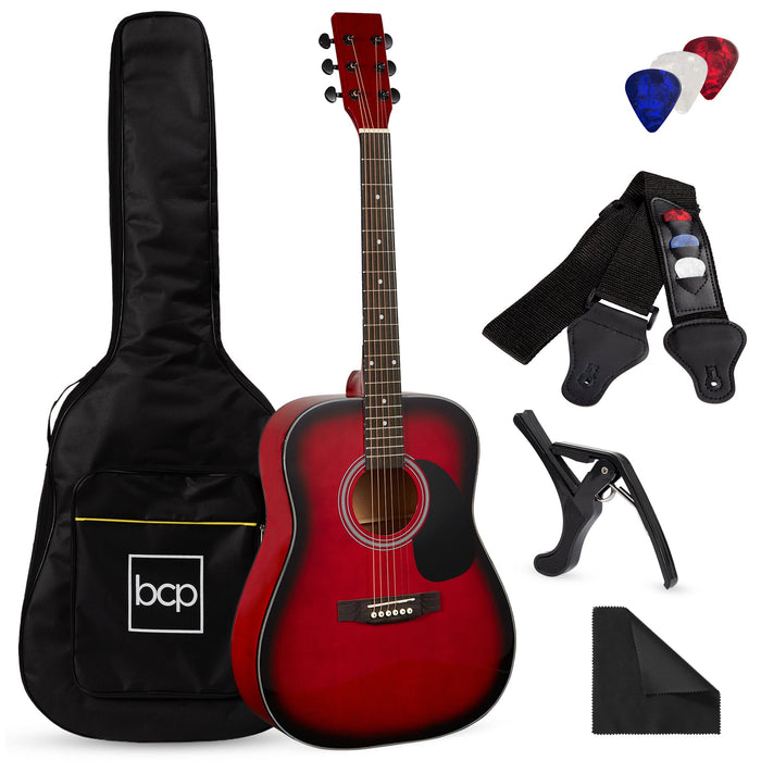 41in Acoustic Guitar Starter Kit w/ Digital Tuner, Padded Case, Picks, Strap