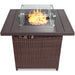 32in Fire Pit Table 50,000 BTU Wicker Propane w/ Wind Guard, Cover