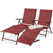 Set of 2 Outdoor Patio Chaise Recliner Lounge Chairs w/ Rust-Resistant Frame