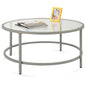 Round Tempered Glass Coffee Table w/ Steel Frame - 36in