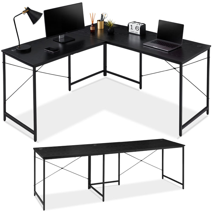 Modular L-Shaped Office Desk w/Customizable Setup - 94.5in