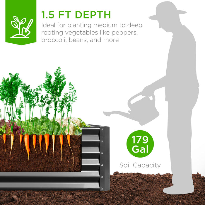 Outdoor Metal Raised Garden Bed for Vegetables, Flowers, Herbs - 4x4x1.5ft