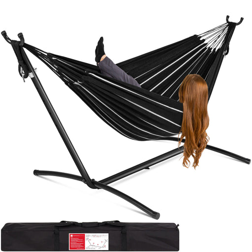 2-Person Brazilian-Style Double Hammock w/ Carrying Bag and Steel Stand