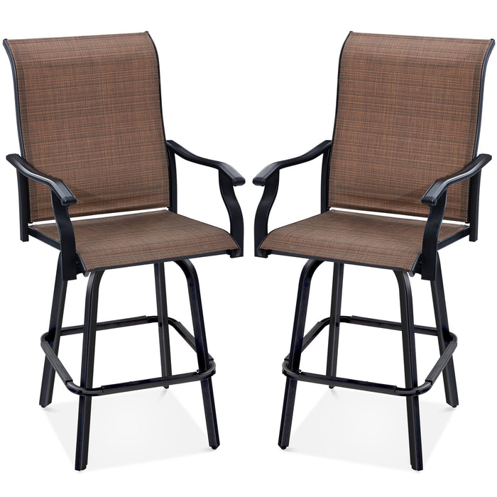 Set of 2 Swivel Barstools w/ 360 Rotation, All-Weather Mesh