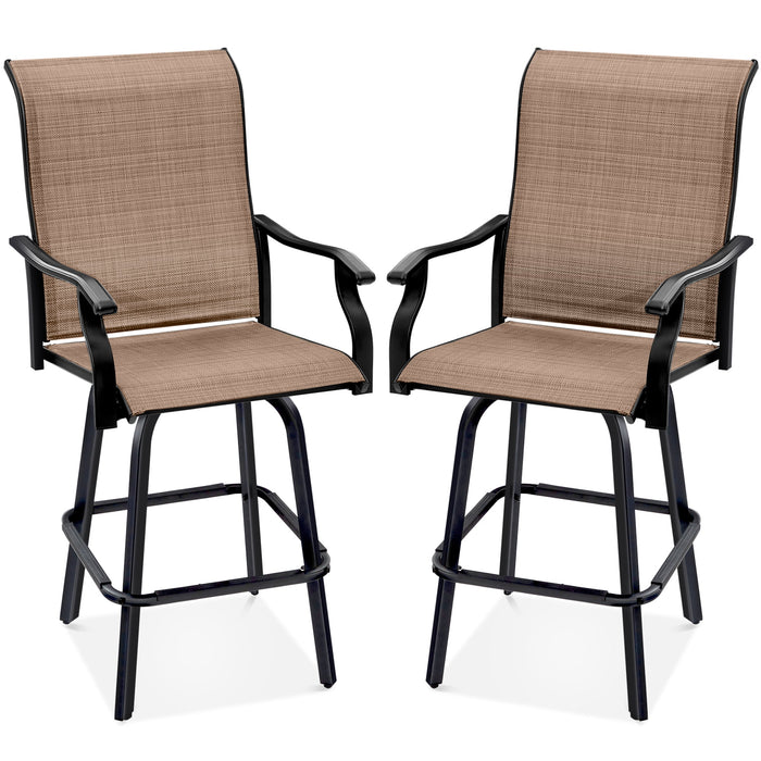 Set of 2 Swivel Barstools w/ 360 Rotation, All-Weather Mesh