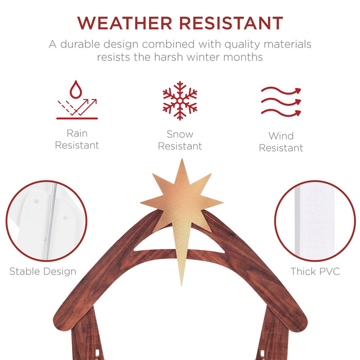 Décoration de jardin pour crèche de Noël avec PVC résistant à l'eau - 4 pieds
