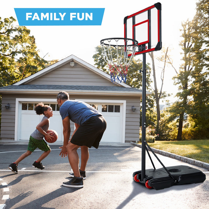 Panier de basket-ball réglable en hauteur pour enfants, panneau carré avec 2 roues