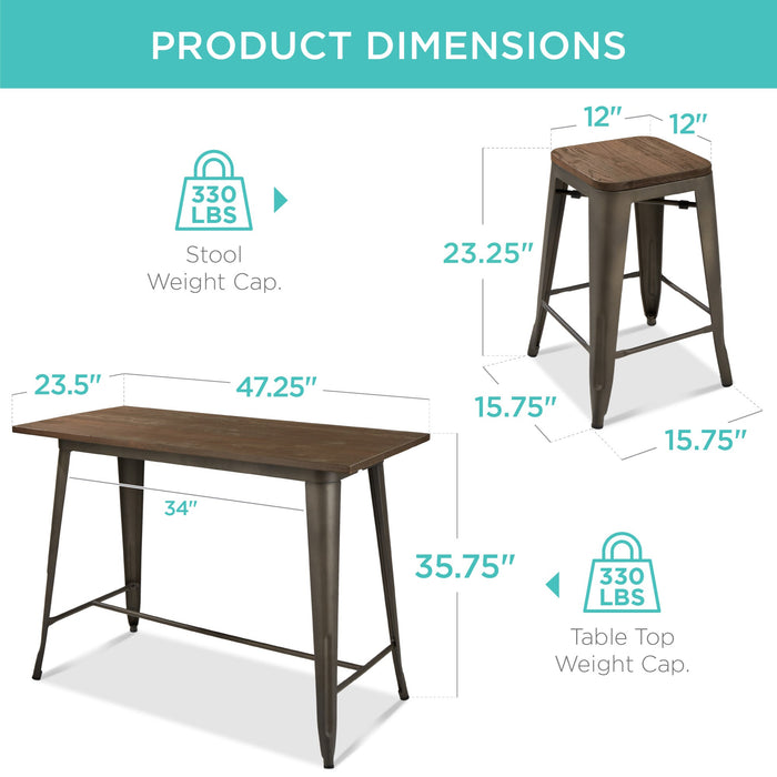 5-Piece Counter Height Dining Set w/ 4 Backless Stools, 330lb Capacity