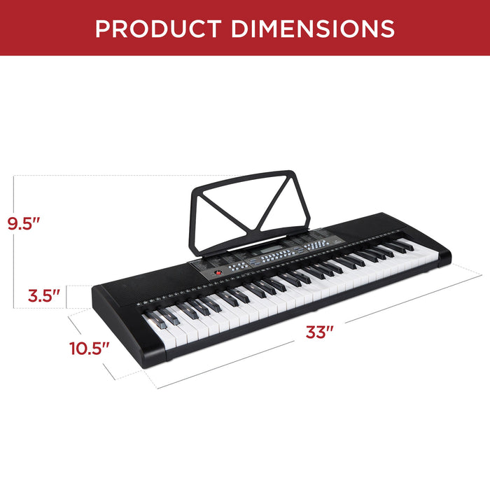 54-Key Beginners Electronic Keyboard Piano Set w/ Lighted Keys, LCD Screen