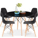 5-Piece Mid-Century Modern Dining Set w/ 4 Chairs, Wooden Legs, Metal Frame