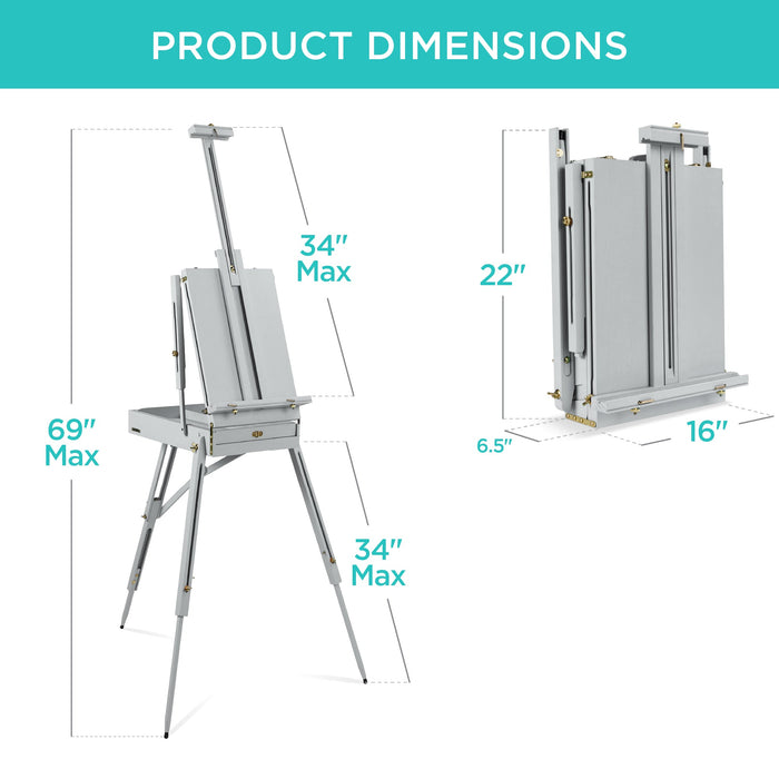 Chevalet français portable en bois avec kit pour débutants de 32 pièces