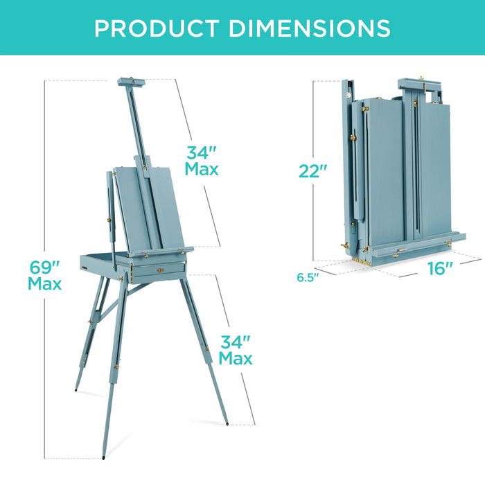 Chevalet français portable en bois avec kit pour débutants de 32 pièces