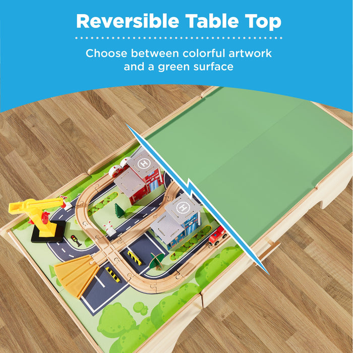 35-Piece Train Table, Large Multipurpose Playset w/ Reversible Table Top