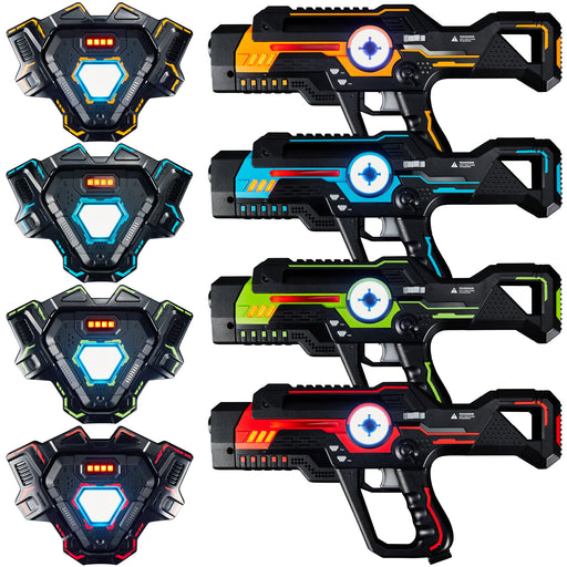 Set of 4 Infrared Laser Tag Blasters & Vests w/ 4 Team Colors