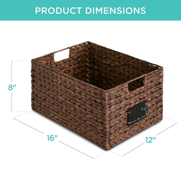 Ensemble de 2 paniers de garde-manger en jacinthe d'eau avec tableau noir et marqueur - 16 po