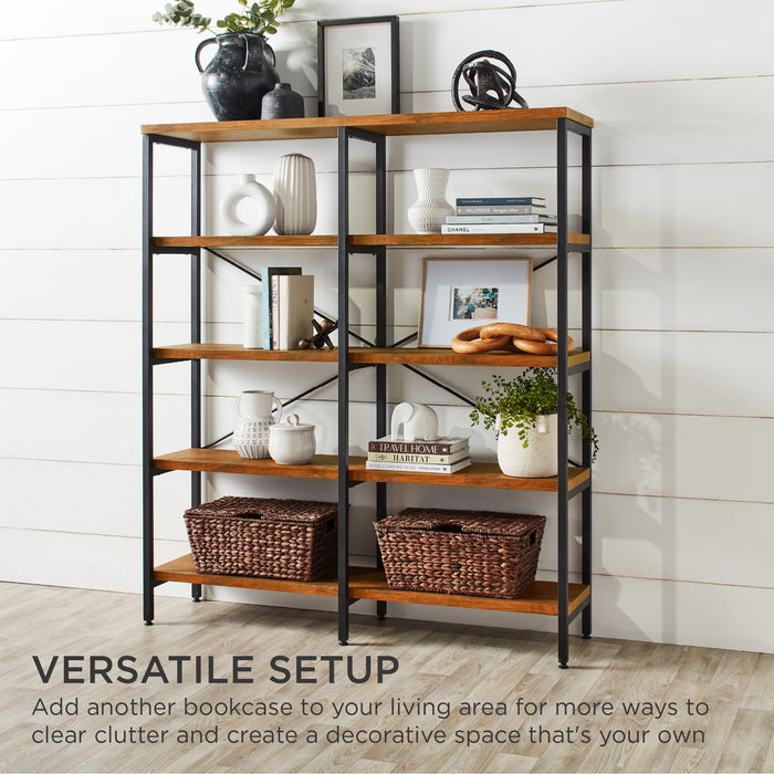 Industrial Bookshelf for Living Room, Walkway w/ Elevated Design - 55in