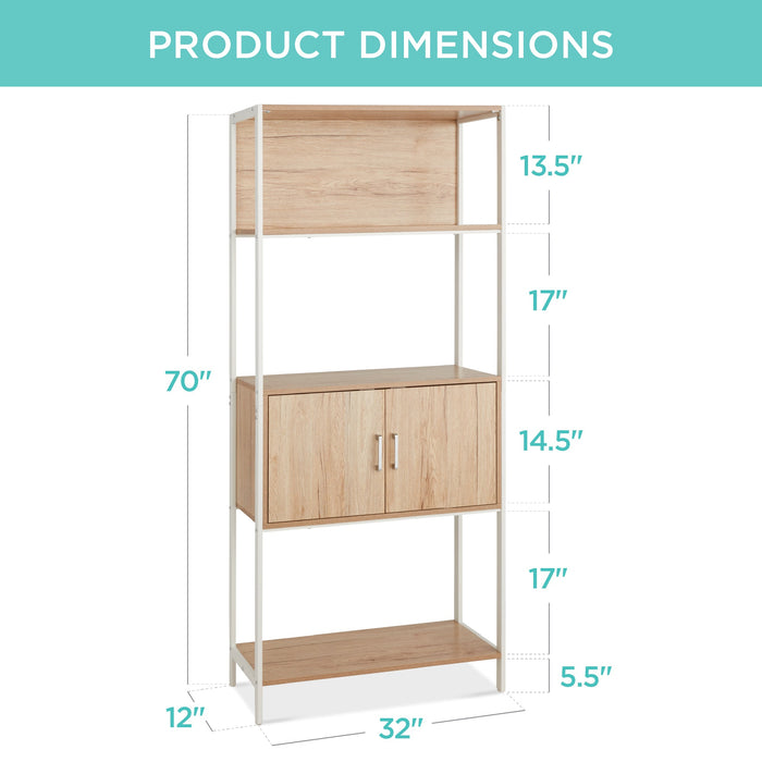 Storage Bookshelf for Living Room, Walkway w/ Cabinet, Elevated Design