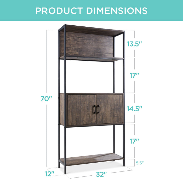 Storage Bookshelf for Living Room, Walkway w/ Cabinet, Elevated Design