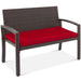 2-Person Wicker Porch Bench for Outdoor, Garden w/ 700lb Capacity - 47in