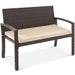 2-Person Wicker Porch Bench for Outdoor, Garden w/ 700lb Capacity - 47in