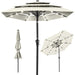 3-Tier Solar Patio Umbrella w/ LED Lights, Tilt Adjustment, Crank - 10ft