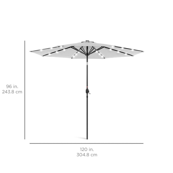 Solar LED Lighted Patio Umbrella w/ Tilt Adjustment, UV-Resistant- 10ft