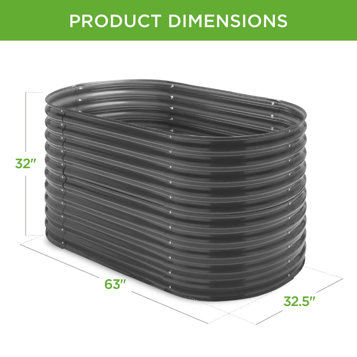 Jardinière ovale surélevée, jardinière extérieure en métal surélevée personnalisable - 63 po