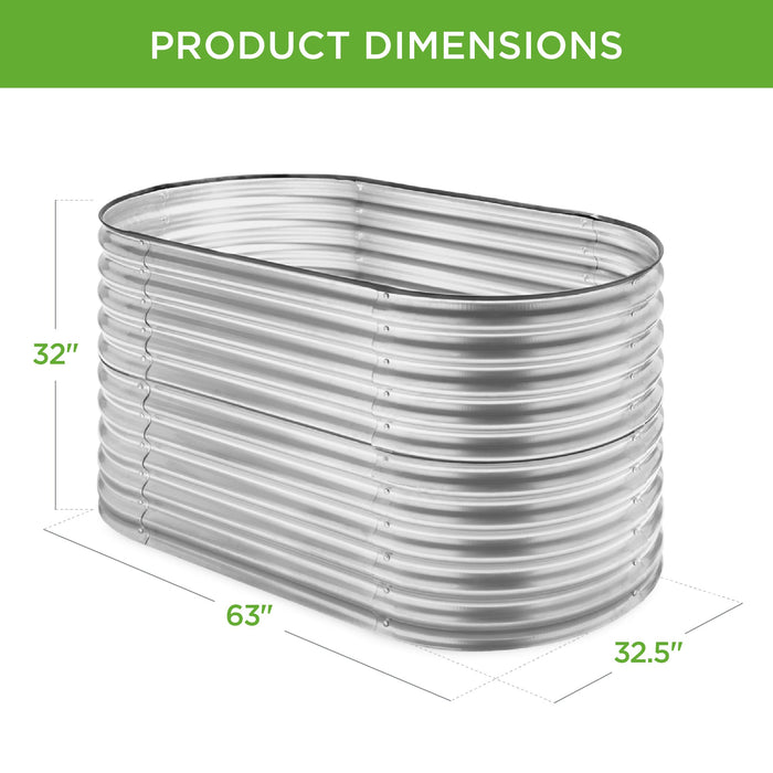 Jardinière ovale surélevée, jardinière extérieure en métal surélevée personnalisable - 63 po