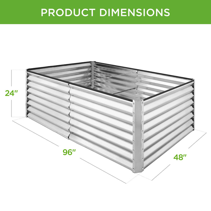 Outdoor Metal Raised Garden Bed for Vegetables, Flowers, Herbs - 8x4x2ft