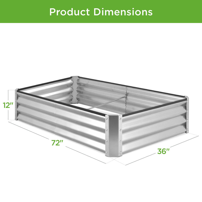 Outdoor Metal Raised Garden Bed for Vegetables, Flowers, Herbs - 6x3x1ft