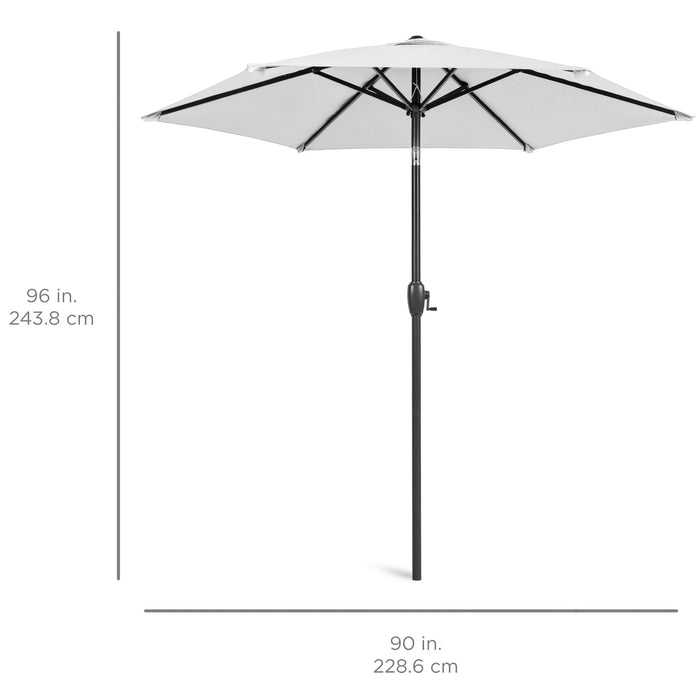 Outdoor Market Patio Umbrella w/ Push Button Tilt, Crank Lift - 7.5ft