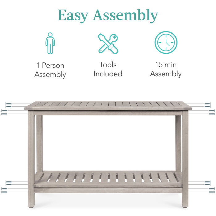 Console en bois à 2 étagères avec rangement et finition naturelle - 48 po