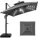 2-Tier Square LED Cantilever Offset Umbrella w/ 360 Rotation, Base - 10x10ft