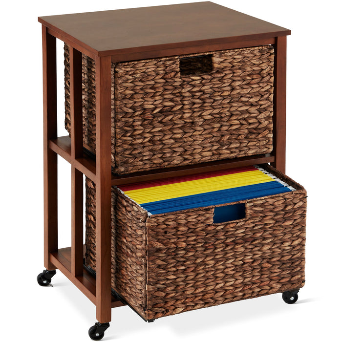 Vertical Rolling File Cabinet w/ Rubberwood Frame, Locking Caster Wheels