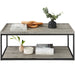 2-Tier Rectangular Tray Top Coffee Table w/ Metal Frame, Shelf - 44in