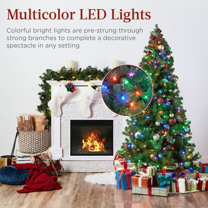 Pre-Lit Artificial Spruce Christmas Tree w/ Multicolored LED Lights