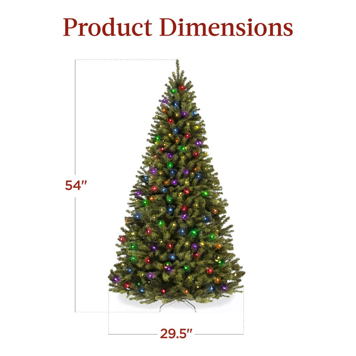 Pre-Lit Artificial Spruce Christmas Tree w/ Multicolored LED Lights