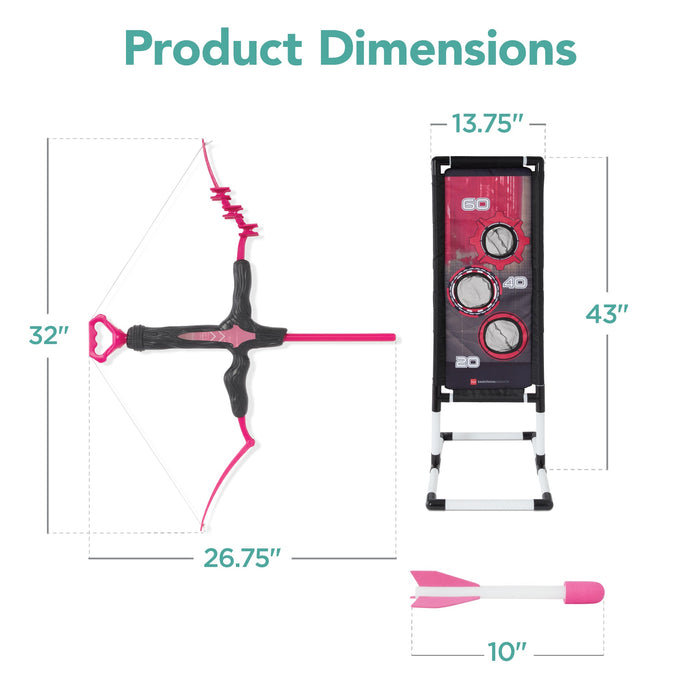Kids Bow & Arrow Set, Children's Play Archery Toy w/ Target Stand