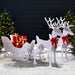 3-Piece Deer & Sleigh Silhouette Set Holiday Yard Decoration w/ Stakes - 4ft