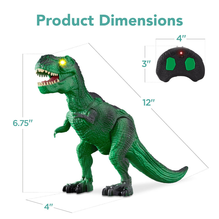 Kids Remote Control Dinosaur T-Rex w/ Light-Up LED Eyes, Roaring Sounds