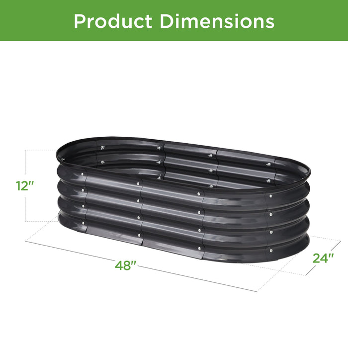 Outdoor Raised Metal Oval Garden Bed, Planter Box - 4x2x1ft