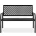 Indoor Outdoor Steel Bench w/ Geometric Backrest, Foot Levelers