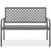 Indoor Outdoor Steel Bench w/ Geometric Backrest, Foot Levelers