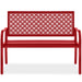 Indoor Outdoor Steel Bench w/ Geometric Backrest, Foot Levelers