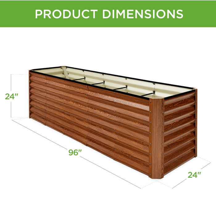 Outdoor Metal Raised Garden Bed for Vegetables, Flowers, Herbs - 8x2x2ft